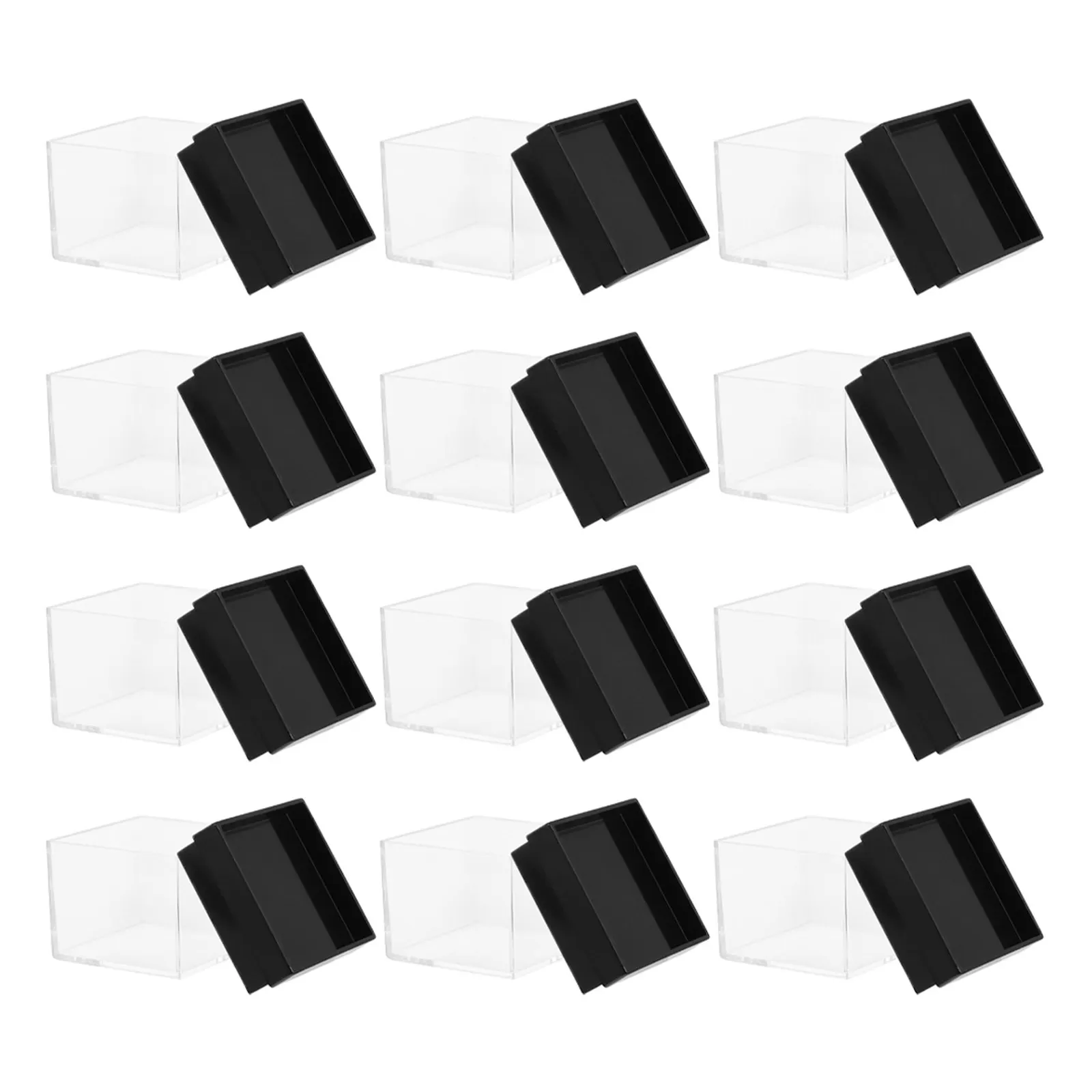 12Pcs Cube Clear Specimen Box Square Mineral Display Storage Case Transparent Plastic Organizer for Rocks Crystals Samples