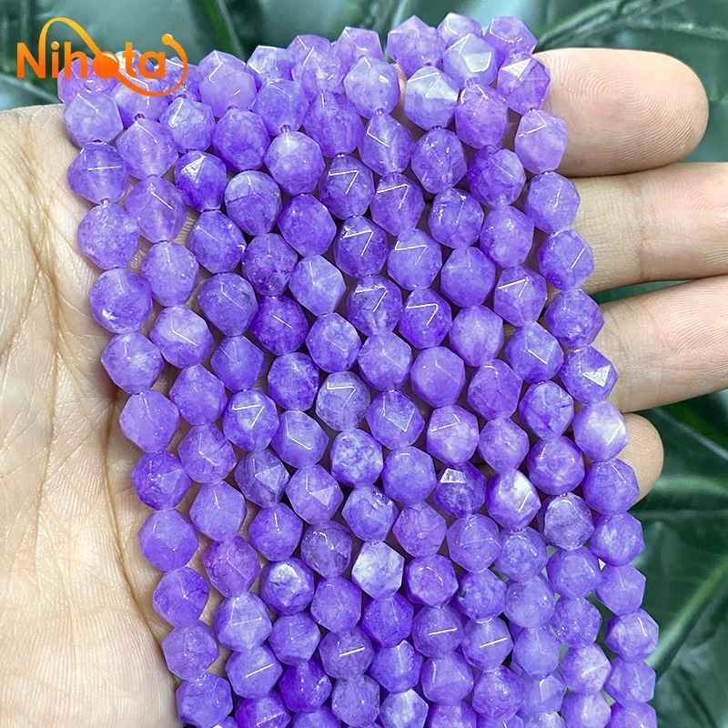 Natural Dark Purple Chalcedony Beads Faceted Loose Stone Beads 15