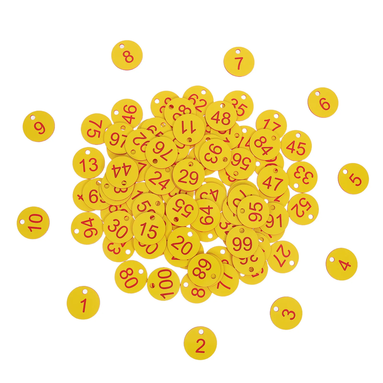 100Pcs Plastic Number Id Tags Sturdy Round Hole for Lockers Coat Room Restaurant Table Number Identification