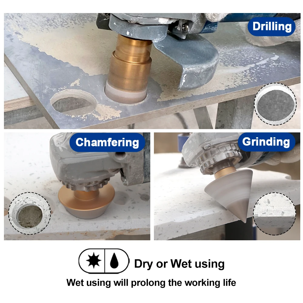 Imagem -04 - Shdiatool-drilling Milling Bits Kit M14 Telha Mármore Crown Grupo Abridor de Furos 50 mm de Diamante Chanfro 20 mm 25 mm 32 mm 35 mm 40 mm 50 mm 68 mm Pcs por Caixa