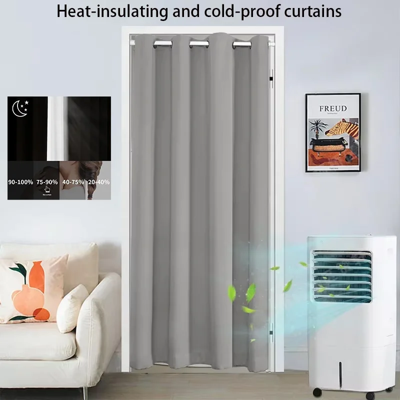 

Kitchen Curtains Door Curtain Doorway Polyester solid Color heat insulation Curtains for Living Room Sun Protection 75-90%