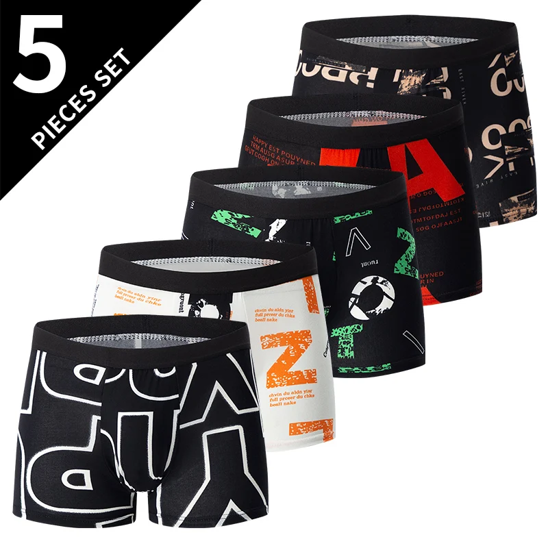 5-piece or 1-piece men\'s fashion printed underwear multi-color teenagers comfortable and versatile casual underwear shorts