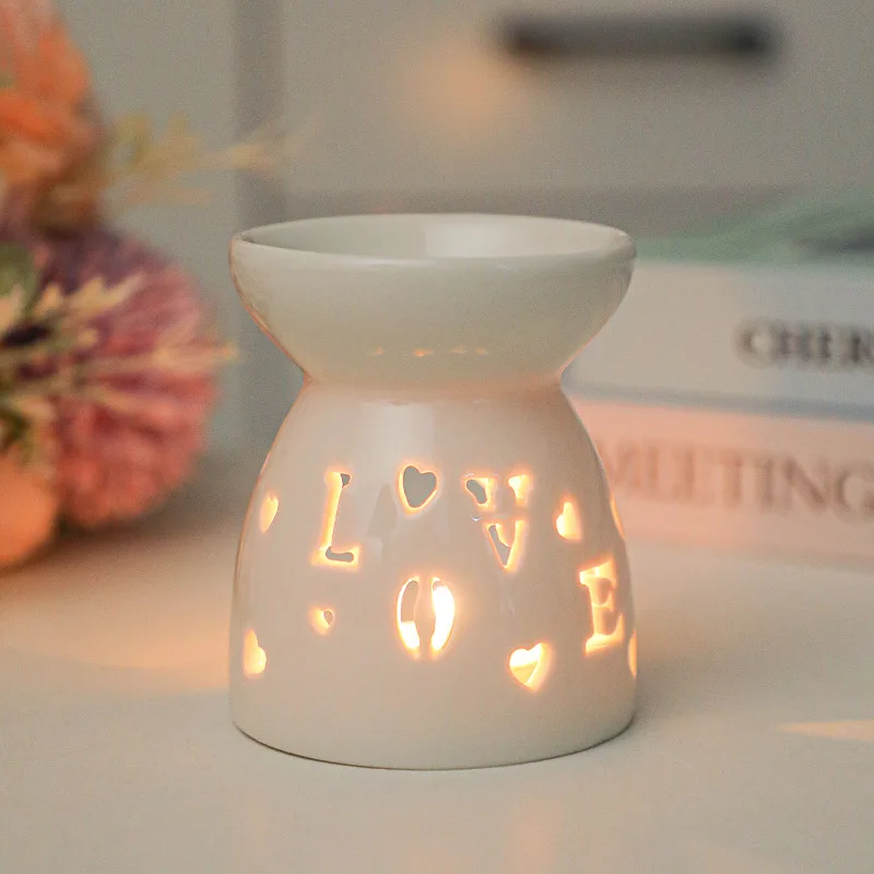 Ceramic Aromatherapy Oil Burner Candle Lamp Hand‑Painted Fragrance Furnace Bedroom Indoor Desktop Home Tabletop Decoration