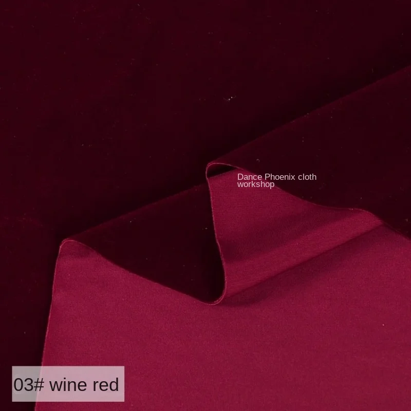 Velvet Fabric Wine Red Matte Four Sided Elastic Cheongsam Dress Apparel Sewing Fabric Cloth Meters Polyester Spandex Material