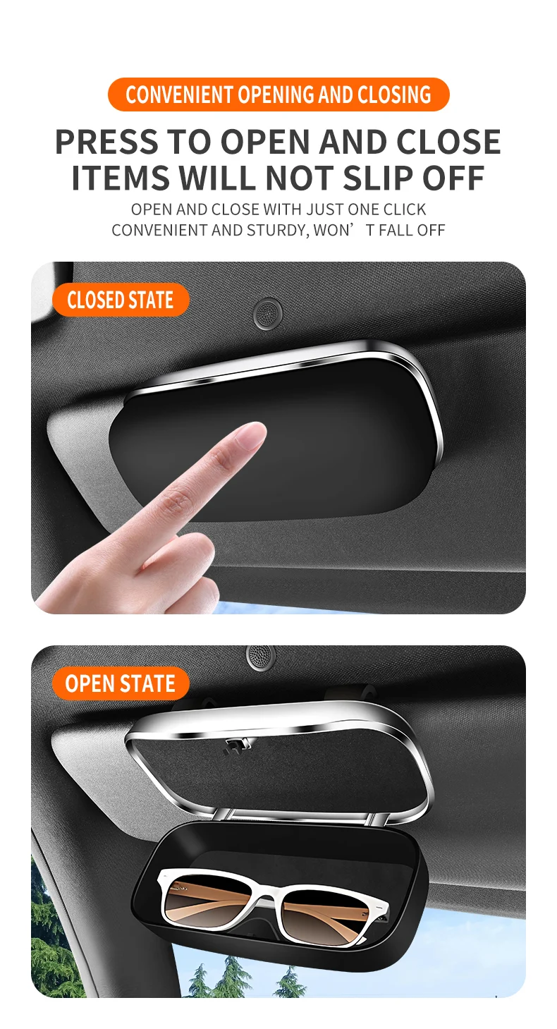 Auto-Brillenetui, Tragbarer Sonnenbrillenhalter fürs Auto, Innenraum-Brillenhalter, Sonnenschutzpanel – Detail 11