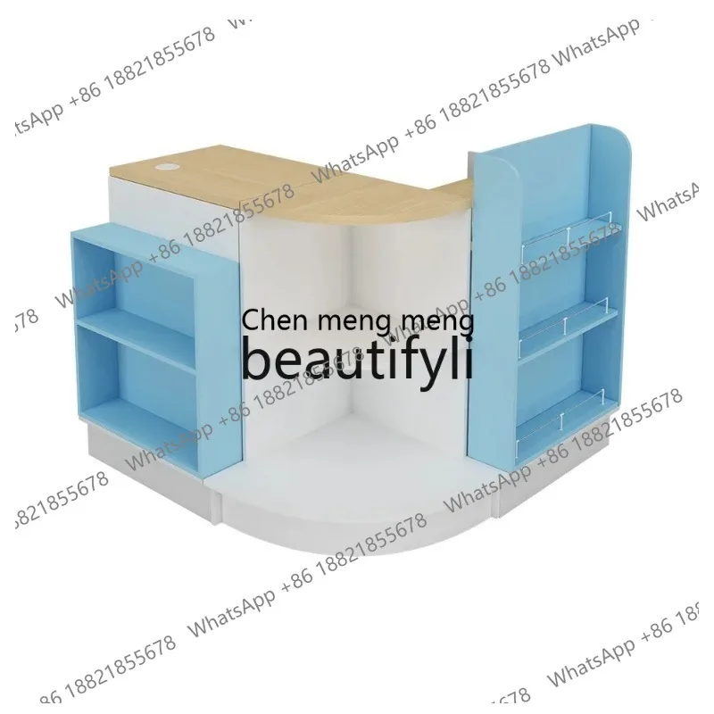

ss26 Checkout page Small store Pharmacy stationery store Modern corner Convenient simple light blue rock slab counter