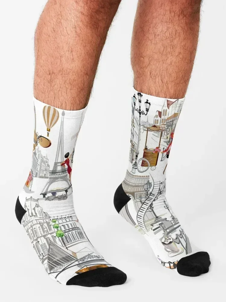 Travel to Paris Socks colored halloween Children's Antiskid soccer Socks For Men Women's