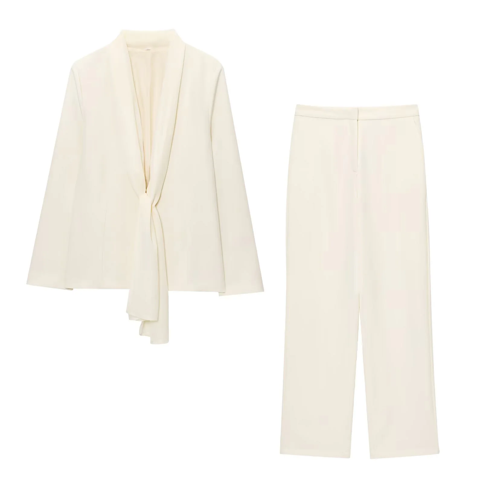 

Summer new women's clothing European and American style French fashion design thin scarf lapel suit jacket straight leg pants