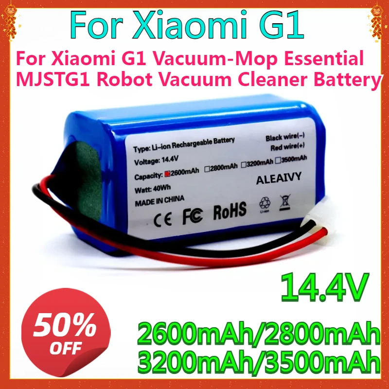 

New 2600mAh 18650 Li-ion Battery for Xiaomi G1 Vacuum-Mop Essential MJSTG1 Robot Vacuum Cleaner 14.4V 3200mAh 3500mAh Batteries