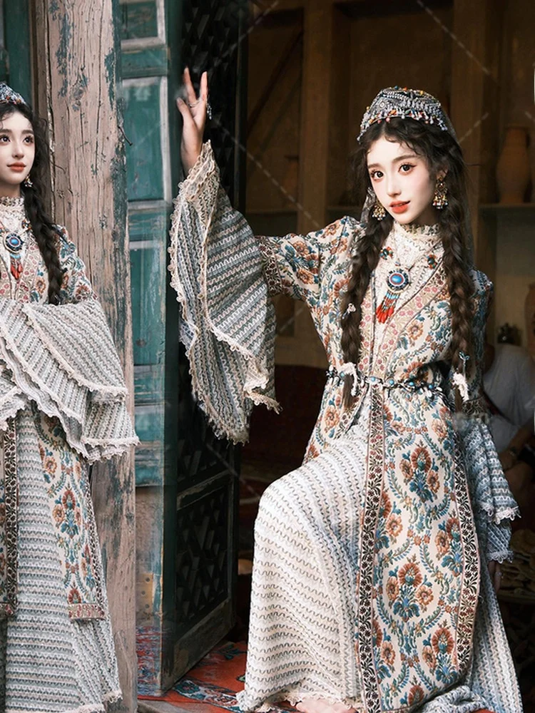 

2025 New Style Ethnic Princess Costume Uygur Traditional Costume Outdoor Photography Studio Art Photo Outfit Fashionable Wome...