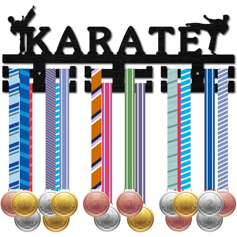 

Karate Medal Holder Sport Medal Hanger Medal Rack Display Wall Rack Mounted Over 30 Medals Wooden for Swimmer Running Soccer