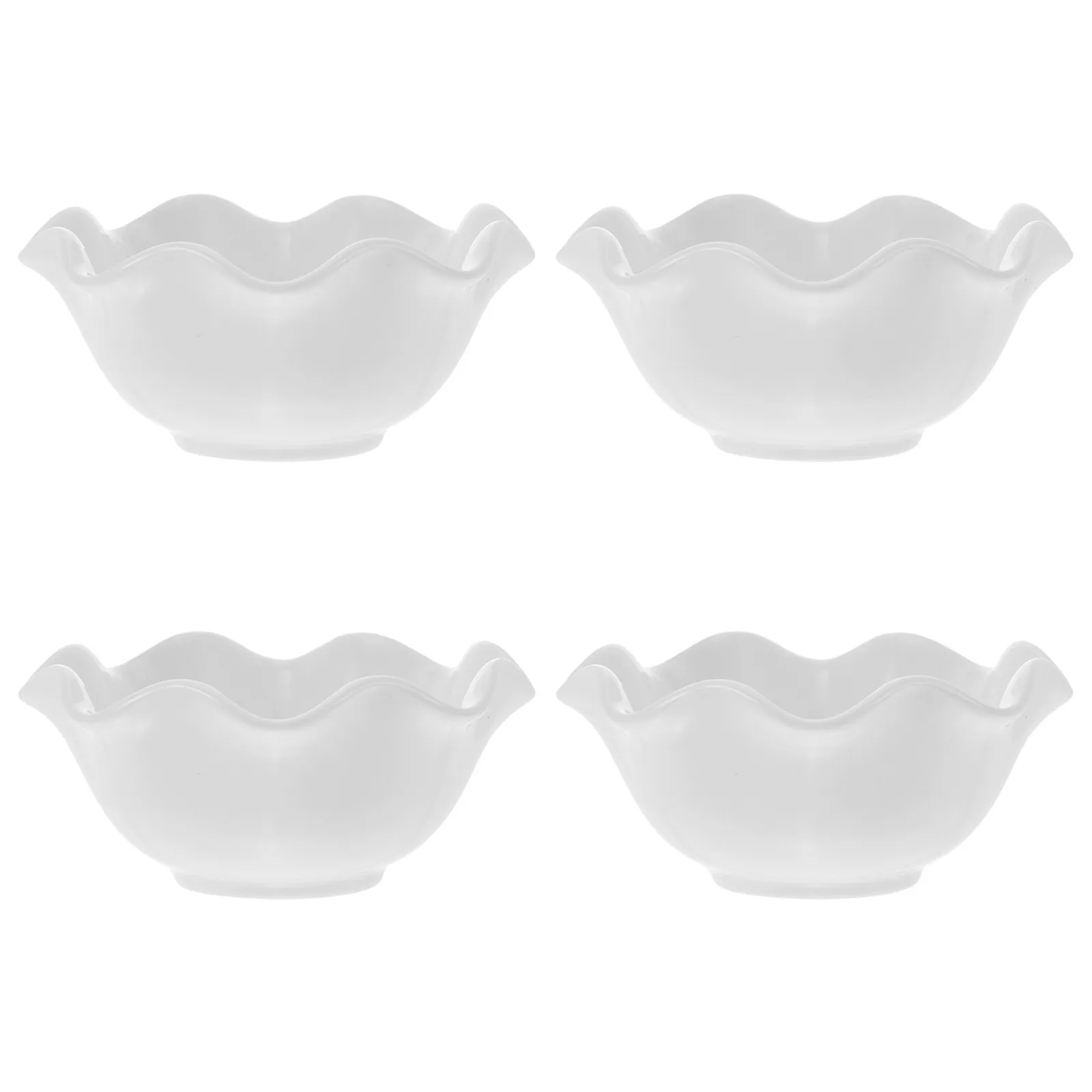 4Pcs Low Water Absorption Ceramic Bowls Lotus Leaf Style Creative Sauce Containers Salad Serving Dishes Snack Condiment Plates
