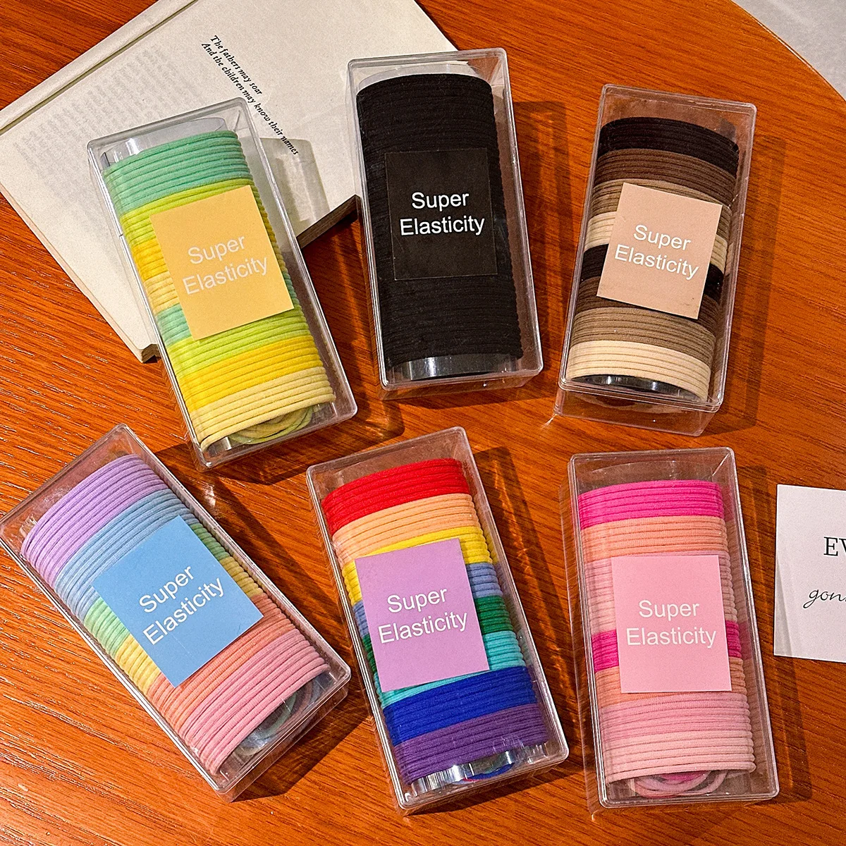 

48 шт. в штучной упаковке, градиентные радужные резинки для волос, высокая эластичность, базовый стиль, яркие цвета, удобные для волос, детские резинки для девочек