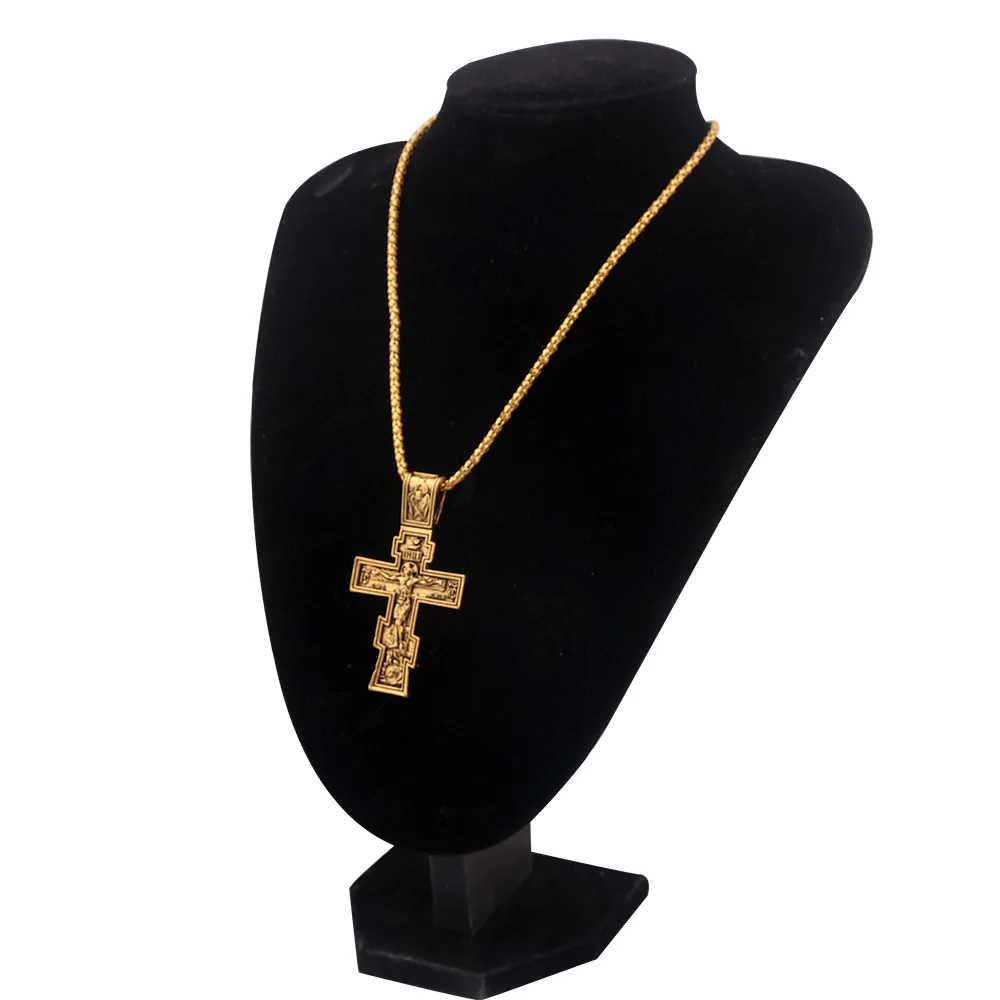 Movie John Wick Jesus Cross Necklace Crucifix Eastern Orthodox Prayer Big Pendant For Men Women Jewelry Accessories Gifts image 5