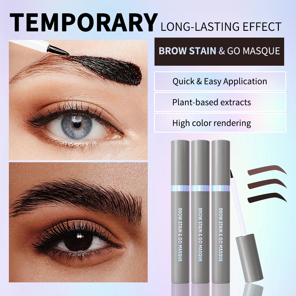 Masque anti-taches pour les sourcils, longue tenue, résistant aux taches, teinte pour les yeux, résistant au transfert, couleur constructible, Gel pour les sourcils, maquillage