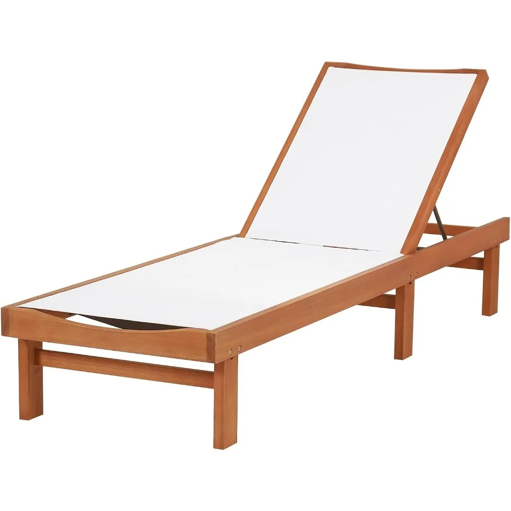 

Outdoor Wooden Lounge Chair, 5-Position Patio Recliner Chaise Lounge Tanning Chair for Backyard Poolside