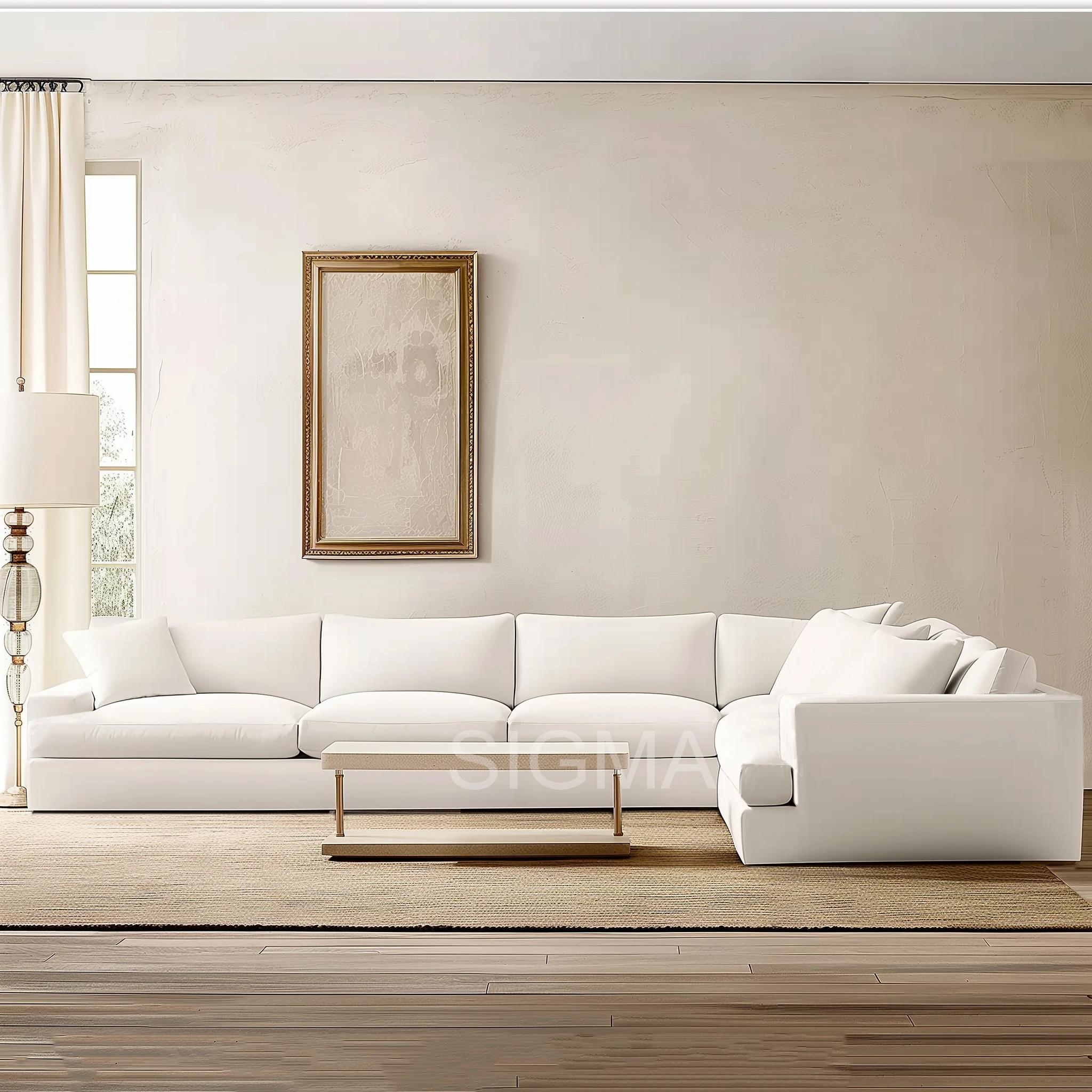 Sigma Italian Modern Linen Modular Sofa Set L-Shape U-Shape Customized Fabric Comfortable Apartment Villa
