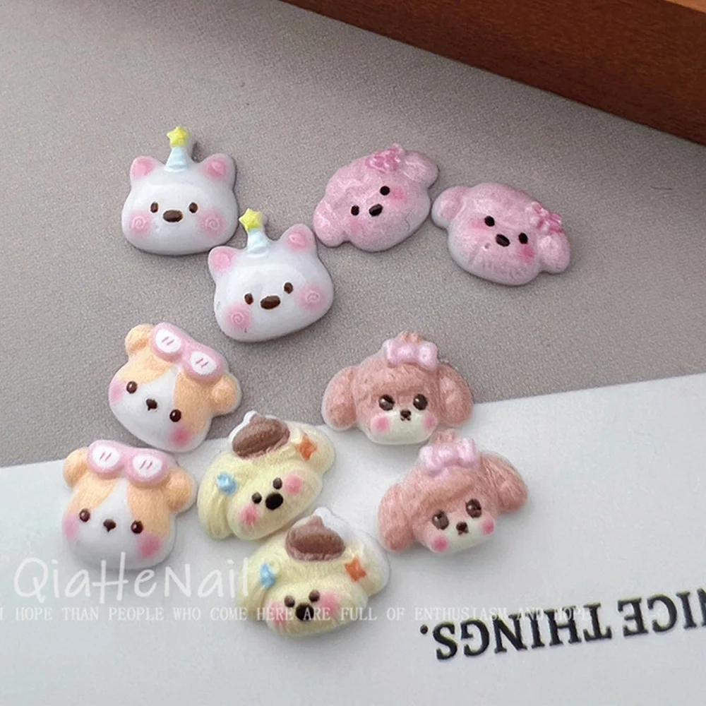 

20PCS/Bag Cartoon Mini Nail Accessories Childlike Adorkable Teddy Dog With Bowknot Stars Decoration Nail Art DIY Manicure