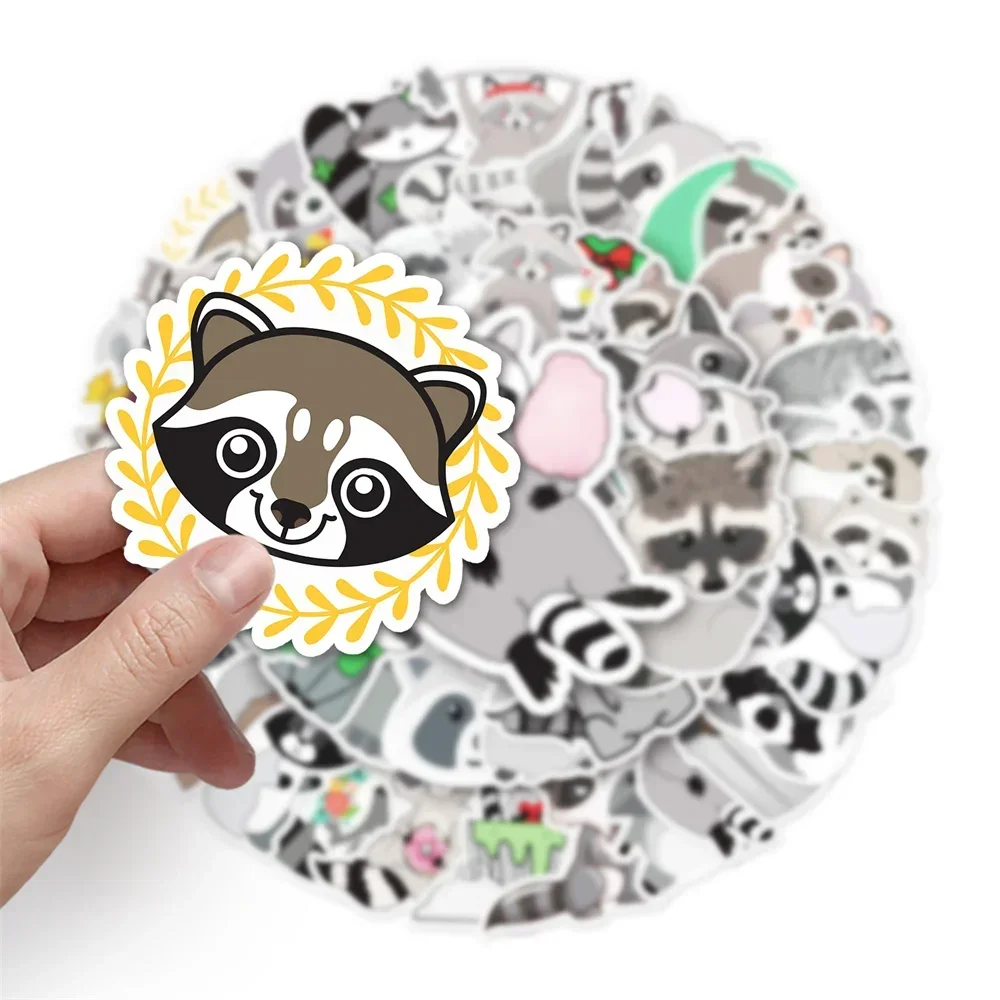 Cute Cartoon Raccoon Personalized Graffiti Adesivos, Adesivos de animais impermeáveis, DIY, Decoração de telefone celular, Brinquedos infantis, decalques, 50pcs