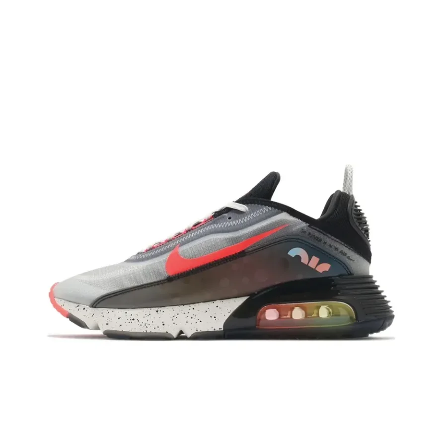 Nike Air Max 2090 Low Top Men's and Women's Casual Running Shoes Comfortable Shock Absorption Black Gray Red Colorway