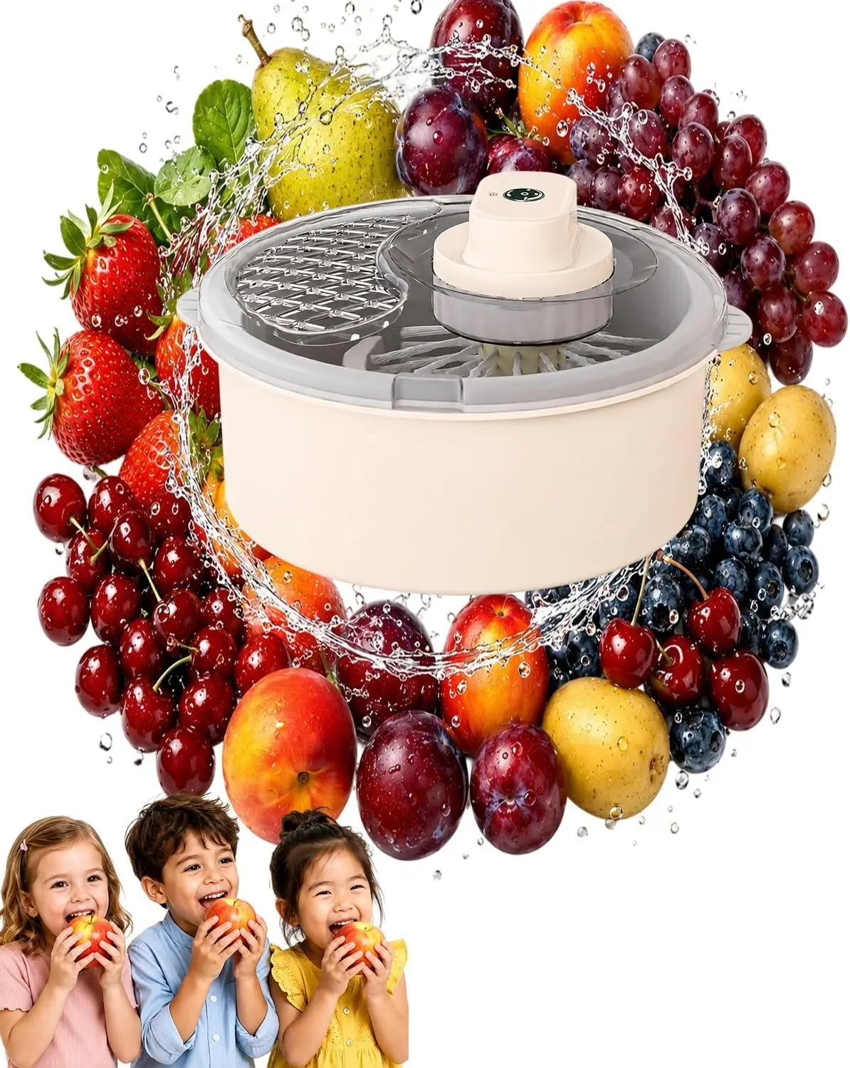 Electric Fruit Washer Salad Cleaner Spinner Bowl Automatic Produce | Washing Machine with Non Slip Base Multifunctional Vegetabl