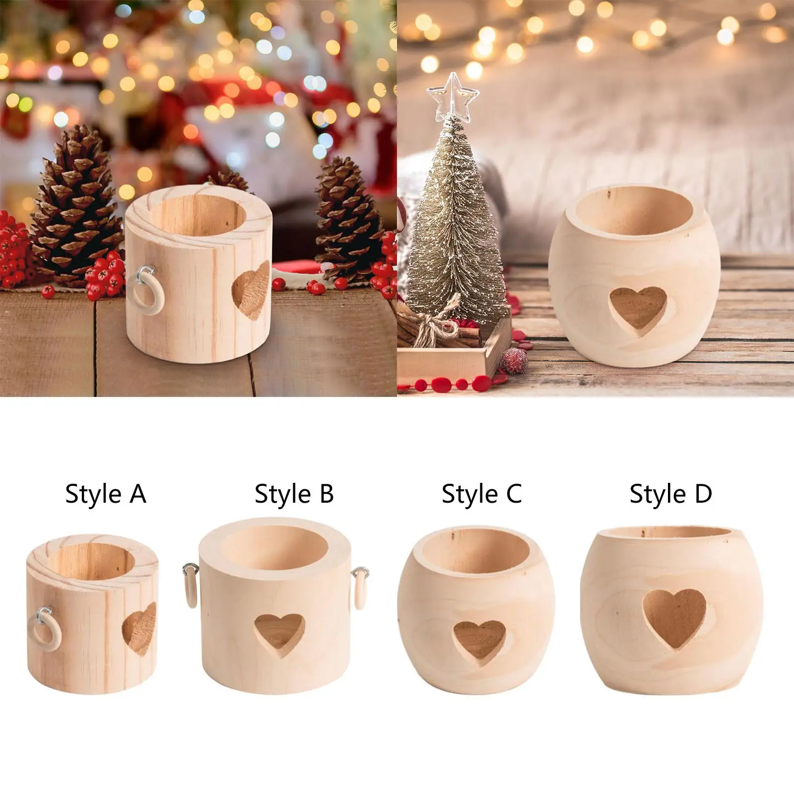 Tealight Candleholder Wedding Wooden Candlestick Candelabra for Valentine's Day Housewarming Taper Candles Fireplace Hotel