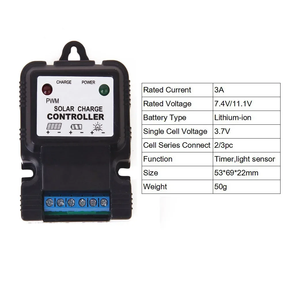 Charge Controller Overload and Short Circuit Protected PWM Battery Charger and Regulator for Solar Panel 10A Output Current