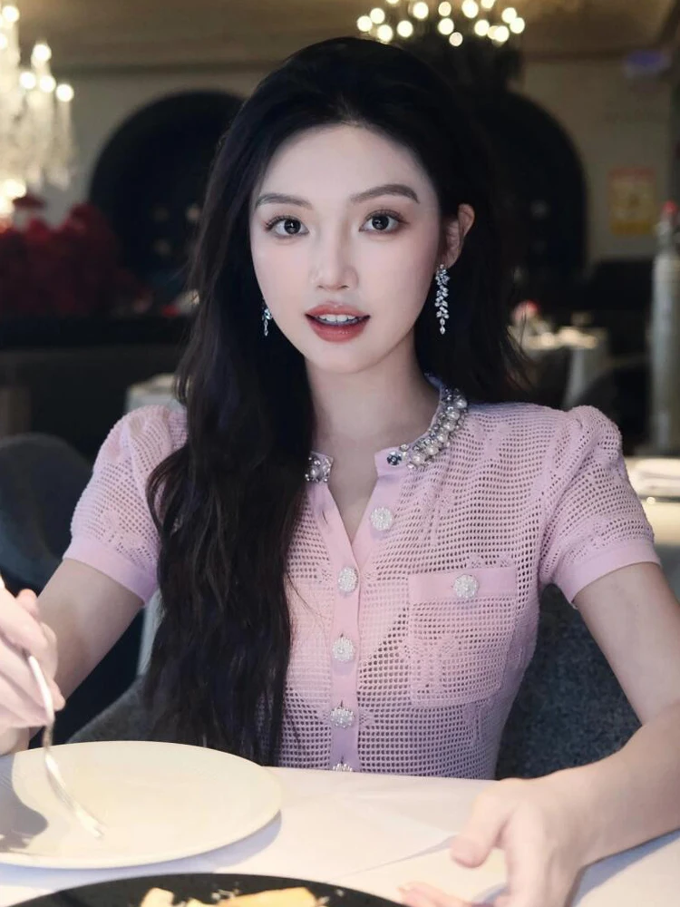 Vestido de Verão de Alta Qualidade em Tricô com Laço de Borboleta Decorativo e Estilo atura de Fraância para Mulheres d...