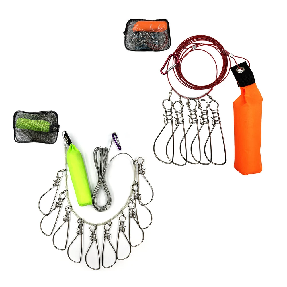 Fishing Stringer Live Fish Lock, Aluminum Alloy + Silicone Fish Stringer Clip, Fish Wire Rope Cable, Fishing Holder Kit