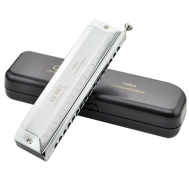 

QIMEI 1664 Chromatic Harmonica 16 Hole Professional Armonica Mouth Ogan Cromatica Harps Gaita De Boca Music Instruments