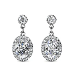 Oval 1.5 Carat Moissanite Diamond Drop Earrings 925 Sterling Silver Women Engagement Gift Fine Jewelry