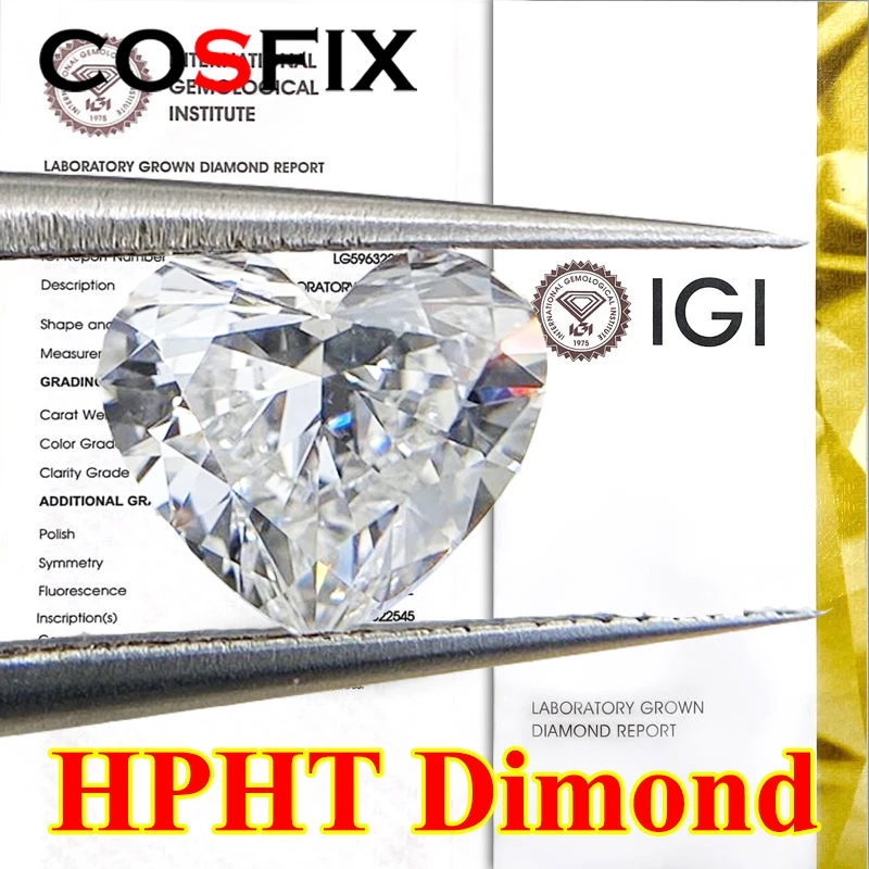 COSFIX 1-3ct Heart Cut Lab Grown Diamond HPHT IGI Certificate 3EX D/E/F/ Color VVS1/VVS2/VS1 Clarity Diamond Gems