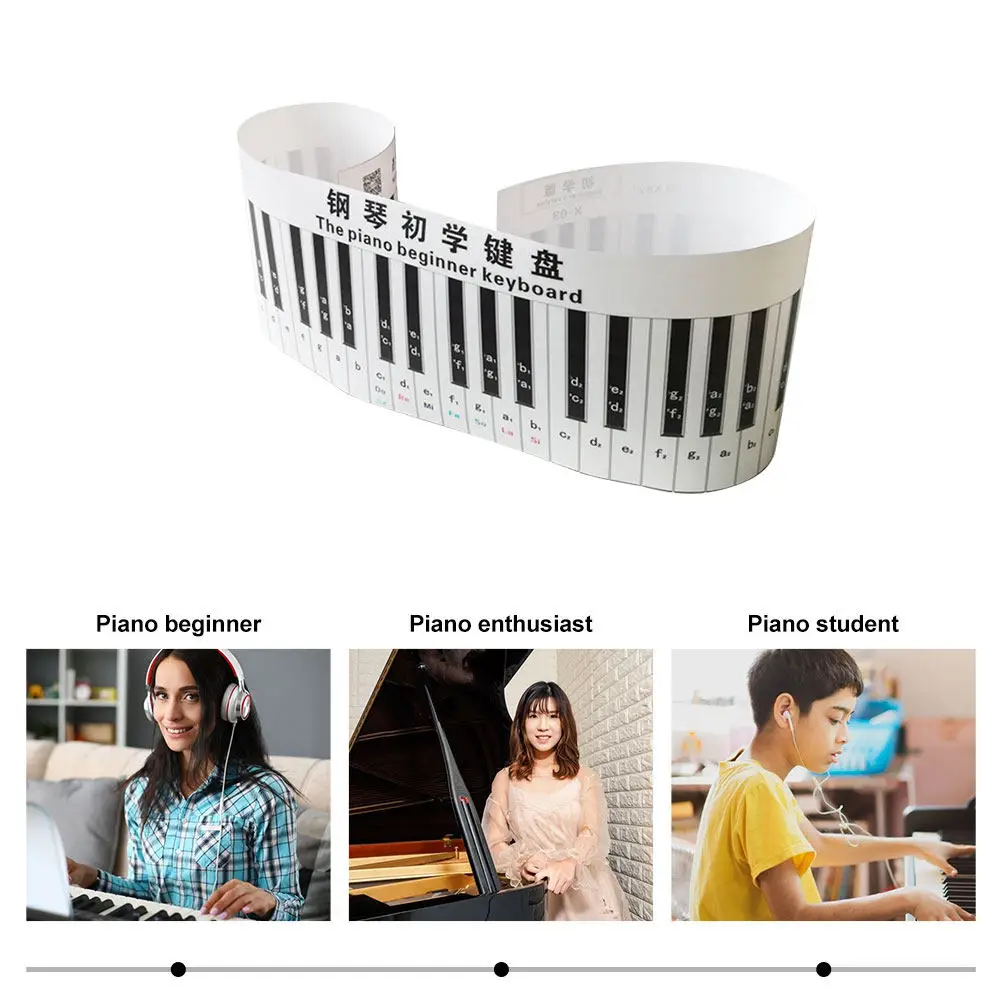 Simulation Piano 3D Beginner Keyboard Electronic Practice Guide Desktop Piano Keyboard Decals for Learning Supplies