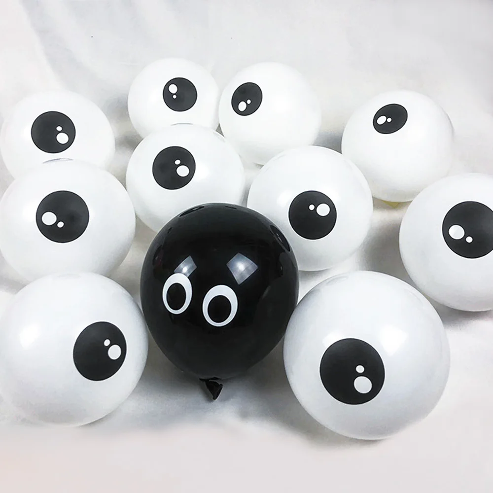 50/30/20/10Pcs 5inch White Eyes Balloons Halloween Balloons Black White Eye Latex Balloons Halloween Birthday Party Decortions