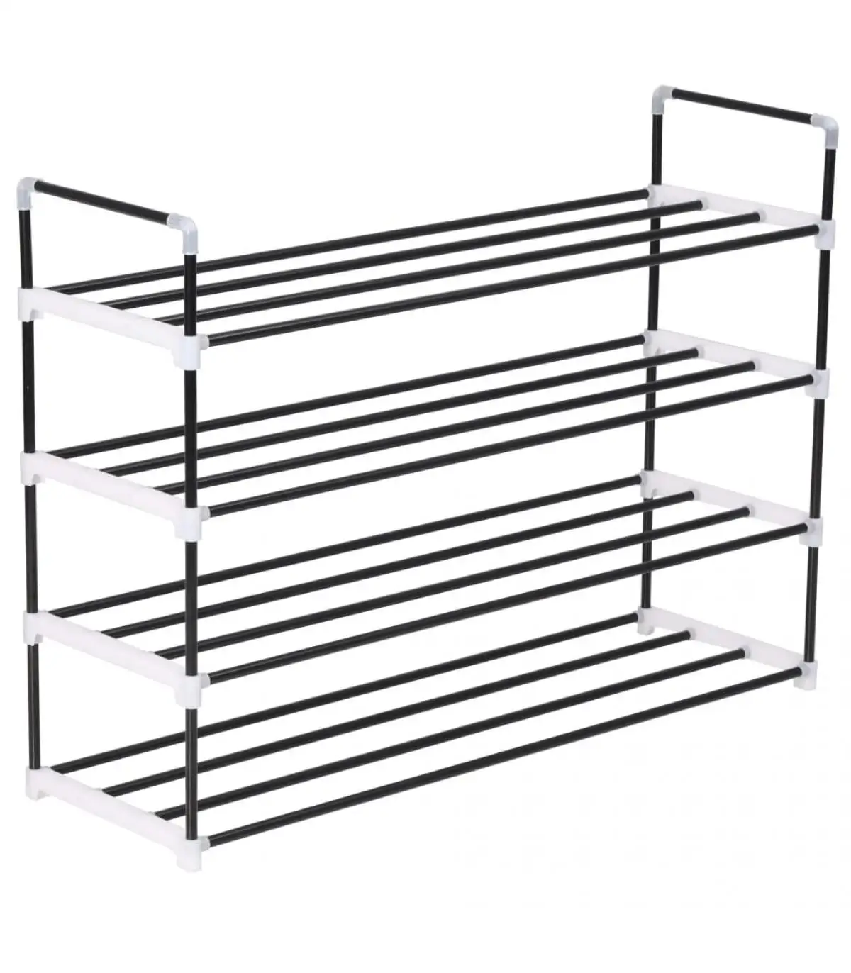 Shoemakers and shoe organizers shoe rack with 4 shelves metal and black plastic