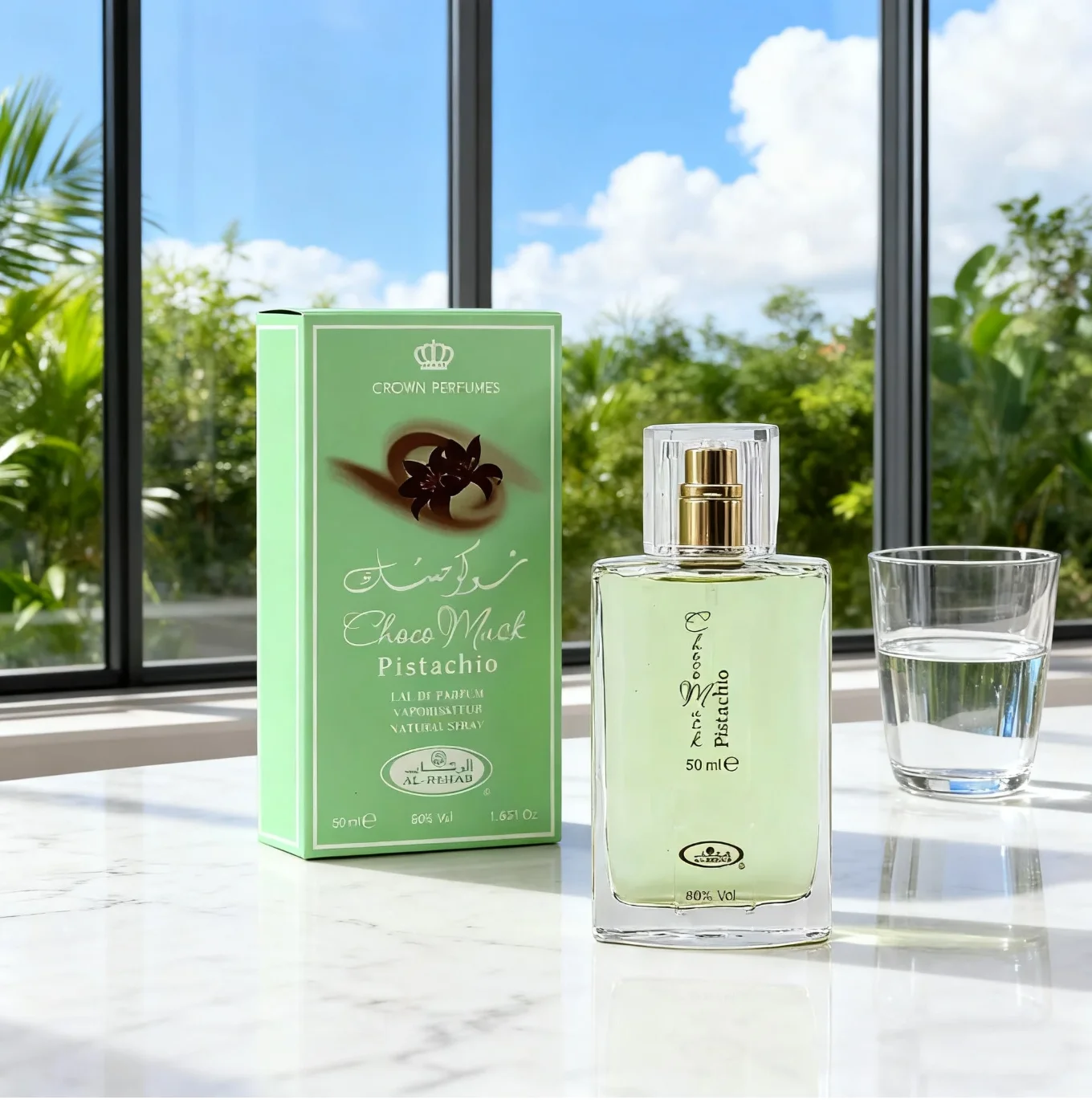 Al-Rehab Choco Musk Pistacho Eau De Parfum Spray 50 ml / 1,7 oz - Perfume dulce y nuez de larga duración