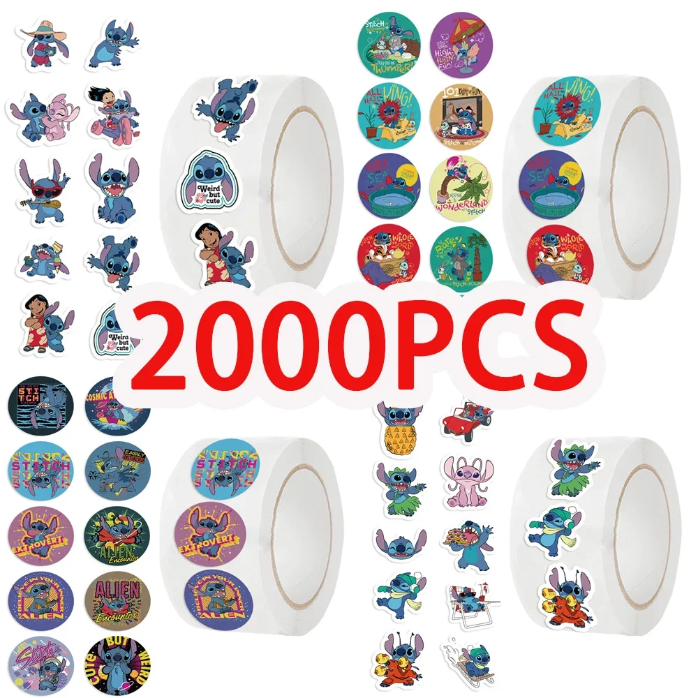 2000枚/ロール ディズニー漫画シームステッカー DIY PVCノートステッカー デコレーションステッカー リワードギフトおもちゃ