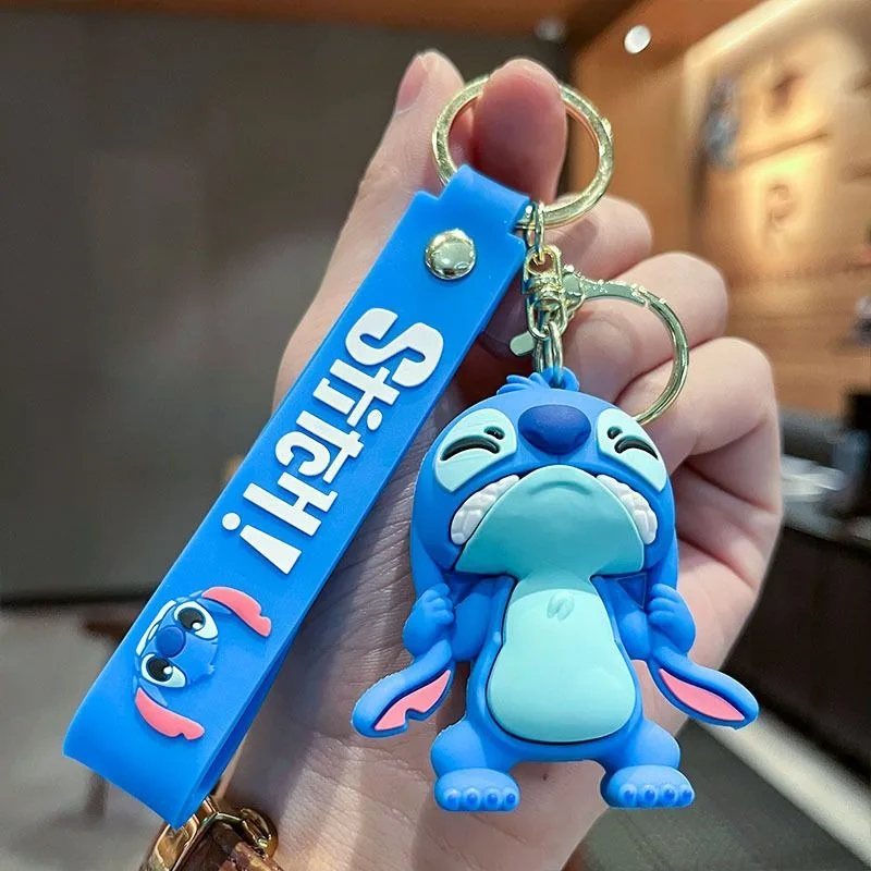 Chaveiro 3D Disney Stitch: Boneco Criativo com Expressão Zangada para Carro, Mochila e Decoração – Acessório de Joalheria e Brinquedo de Presente