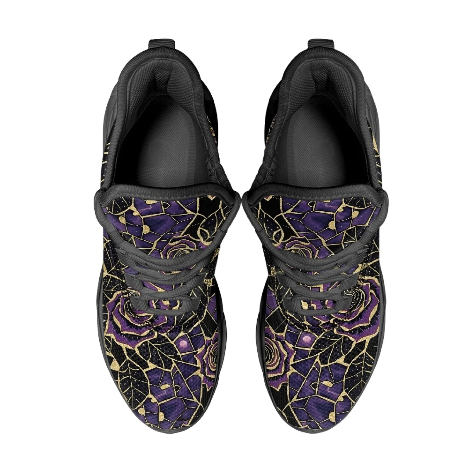 PENSTROLL Rose Mosaic Fashion Sneakers Mesh & EVA Athletic Trainer Comfortable Men's Blade Sneakers for Unisex