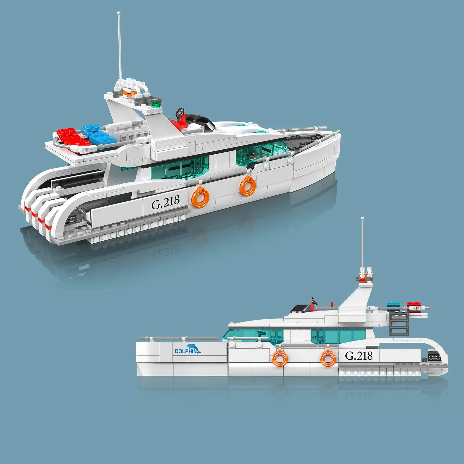 

Mold King 10218 MOC 857 шт., белый дельфин, яхта, строительные блоки, лодка для удовольствия, корабли, модель, детские кирпичи, сборные игрушки, подарок на праздник