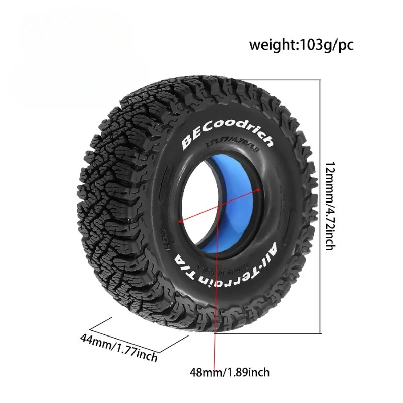 4 قطعة إطارات مطاطية بوتيل 120*44 مللي متر تضاريس الطين 1.9 "إطارات عجلة لسيارة زاحفة 1/10 Rc محوري Trx4 #5
