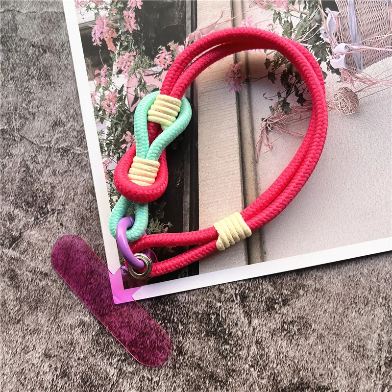 Luxury Cell Phone Charm Wrist Strap with Patch Key Lanyards