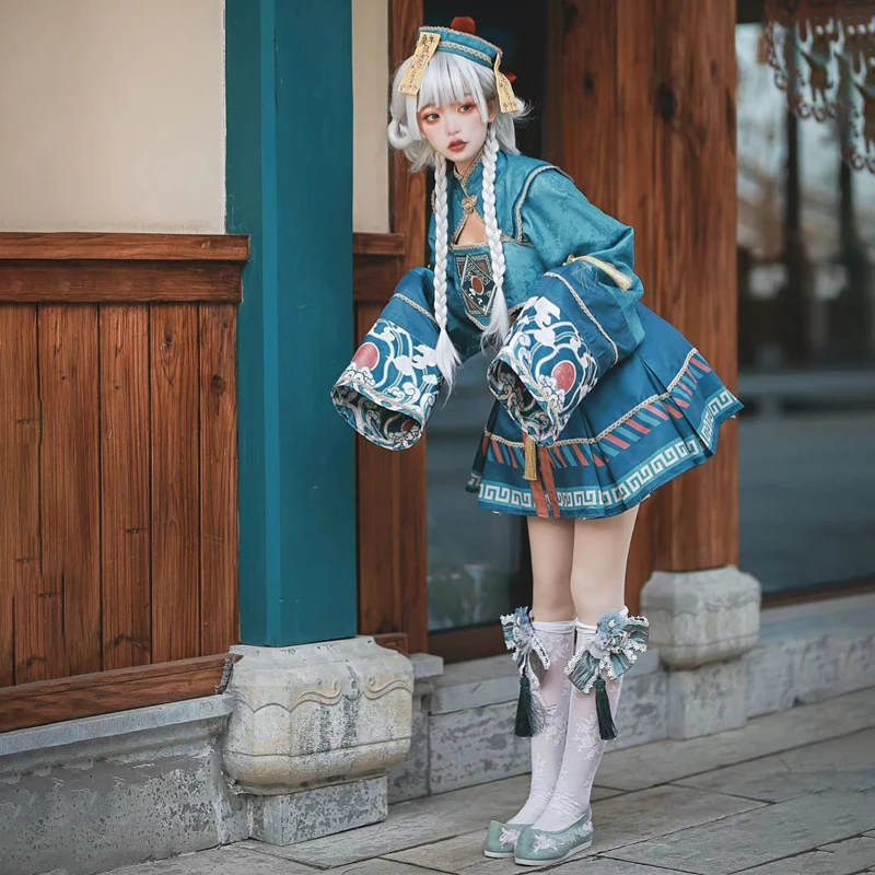 Japonský modrá lolita šaty ženy Čínské upír velikonoce halloween slavnost večírek  anime oblečení kawaii cosplais zombie kostýmy