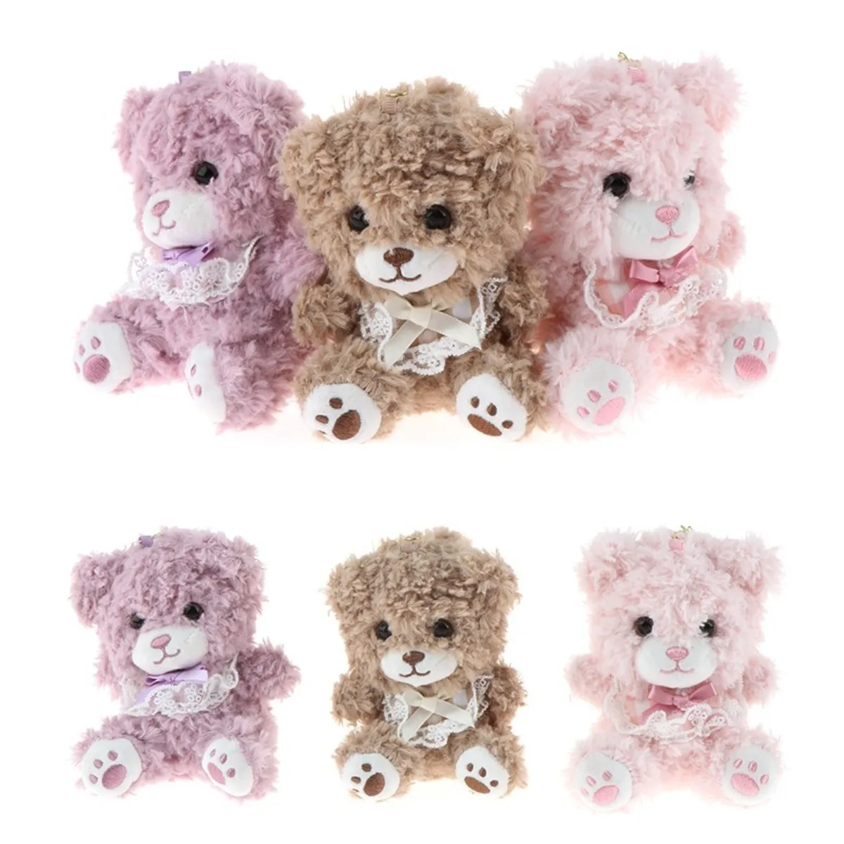 

12cm Small Bear Pendant Keychain Plush Doll Toys Cartoon Little Bear Animal Keyring Pendant Backpack Charms Bag Decor Gifts