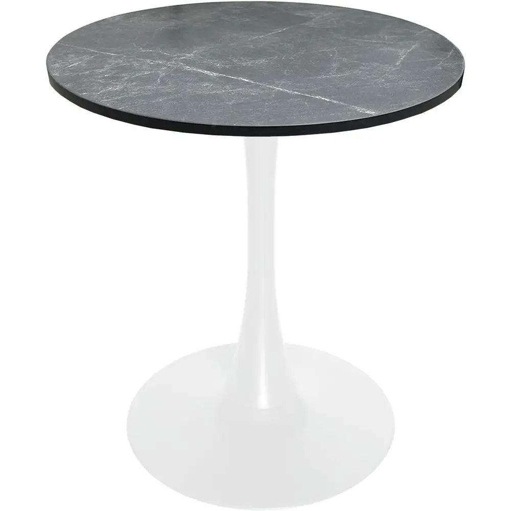 

Круглый обеденный стол 27 дюймов с натуральной деревянной столешницей и белым металлическим основанием-подставкой для кухни или столовой