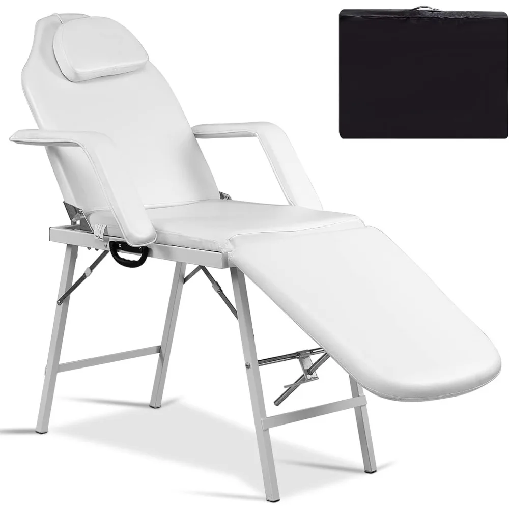 Giantex-Mesa Facial de Massagem Ajustável, Cama de Massagem, Cadeira de Tatuagem, Salão Spa, Cama Dobrável Portátil, 73"