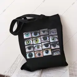 High street new big capacity Urban shoulder bag punk shopper bag Gothic eye print canvas bag Vintage fashion teenage school bag-