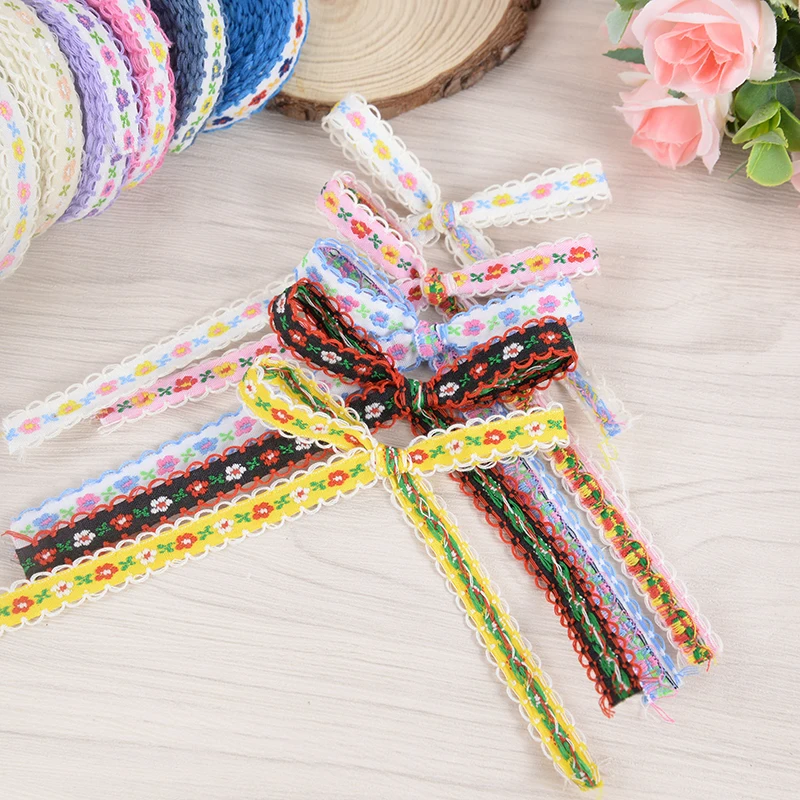 5Yards 12mm Flower Embroidered Lace Trim Ribbons Garment Trim Fabric For DIY Handmade Sewing Crafts Apparel Clothes Accessories