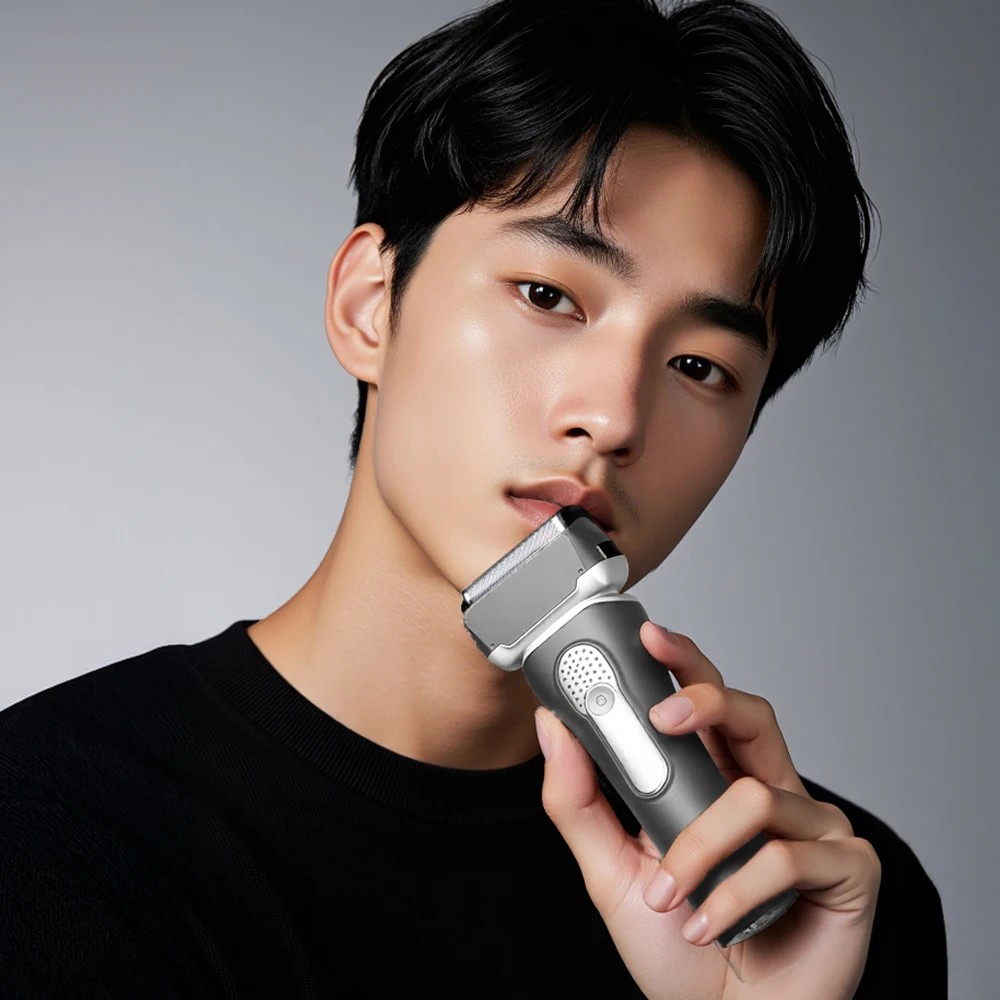 Joas ماكينة حلاقة كهربائية للرجال Ipx7 مقاومة للماء المحمولة طلاء التيتانيوم شفرة أداة تهذيب اللحية USB قابلة للشحن المتقدمة Js-7000