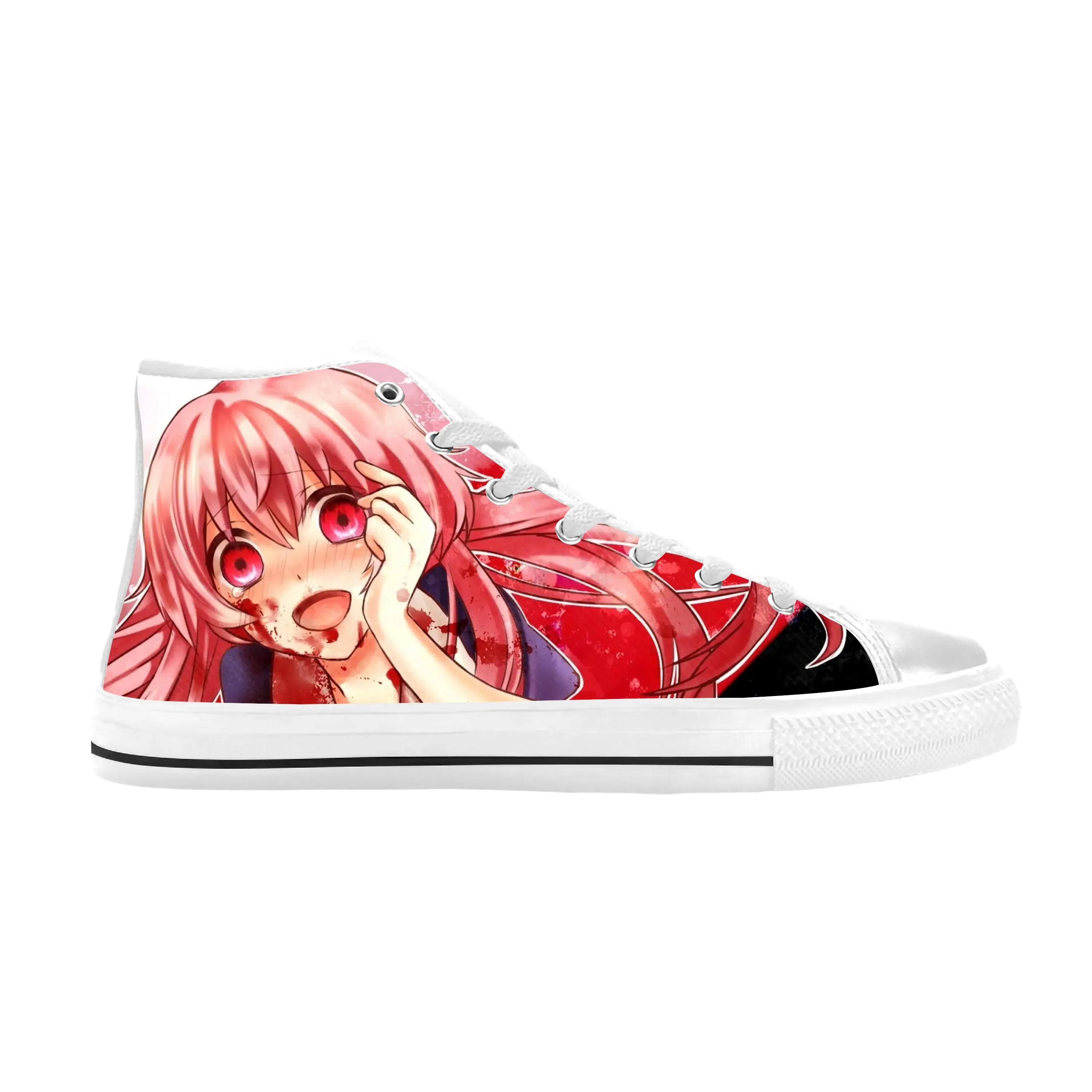 Japanese Anime Manga Future Diary Gasai Yuno Cute Casual Cloth Shoes High Top Comfortable Breathable 3D Print Men Women Sneakers